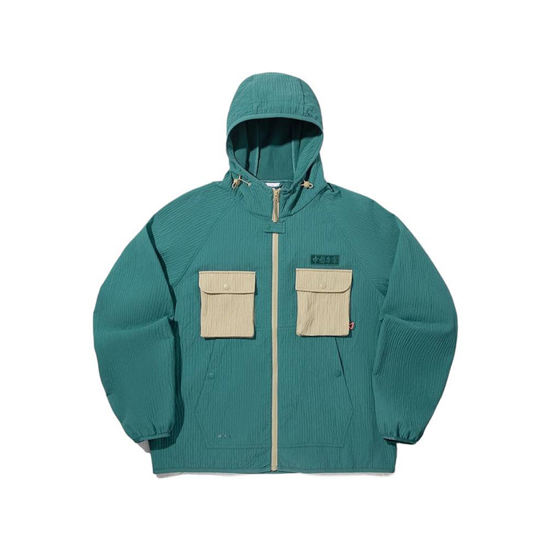 李宁正品2025新款男子简约拼色梭织拉链连帽夹克外套AFDVC07-1