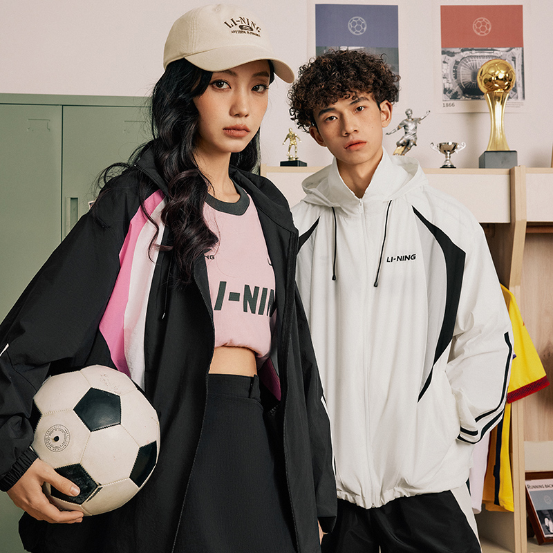 李宁正品新款时尚系列男女同款经典复古宽松运动休闲风衣AFDU863