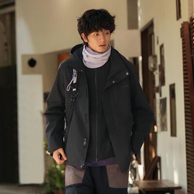 李宁正品CF溯男子防泼水加绒保暖三合一拉链连帽夹克外套AWBV113