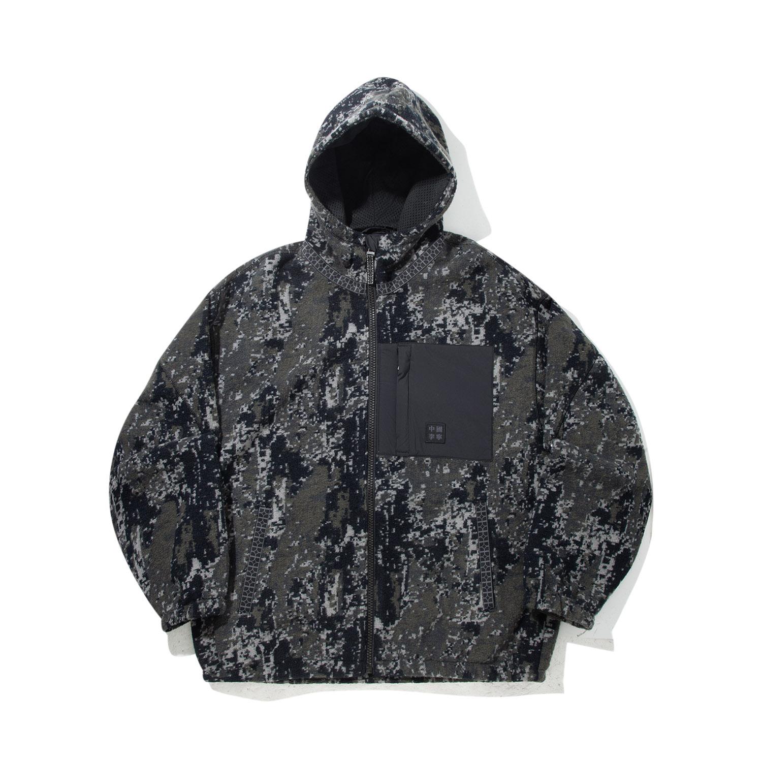 李宁正品2025秋季新款男子潮流满印休闲保暖宽松针织外套AFDVC75