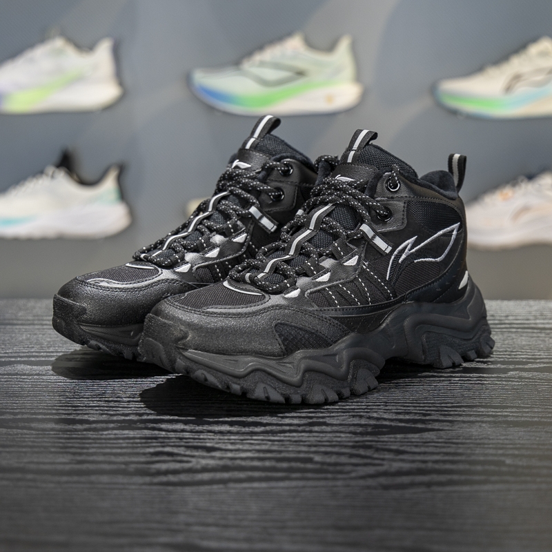 李宁正品山行WNTR HIGH男子潮流加绒保暖高帮运动休闲鞋AGLV169-1