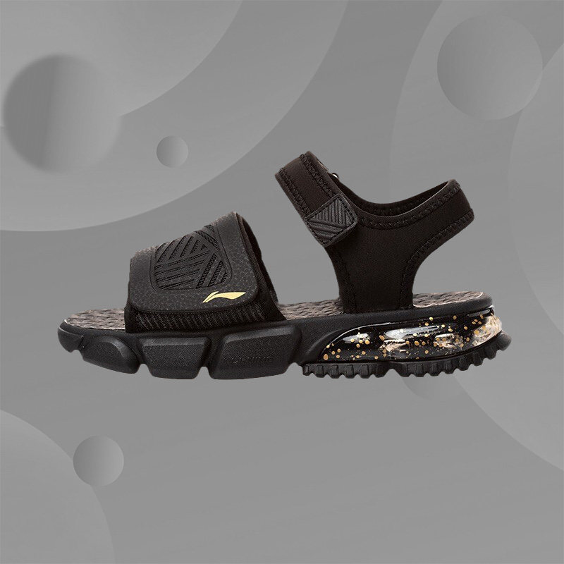 李宁童鞋凉鞋夏季新款男女中大童透气软底露趾儿童沙滩鞋YKUR002