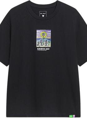 Lining/李宁正品滑板系列男子时尚宽松透气运动短袖T恤AHST093