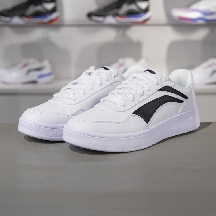 李宁正品2024新款男子经典百搭低帮耐磨系带运动休闲鞋AGCU571-1