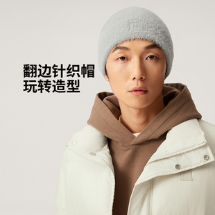 李宁正品 休闲百搭加绒保暖翻边针织帽AMZU031 vital系列男女同款