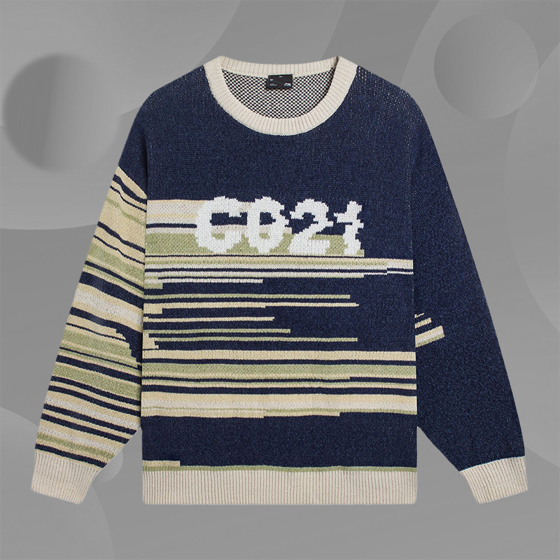 李宁正品新款男女运动休闲时尚潮流圆领套头毛衣线衫AMBS183-2-3