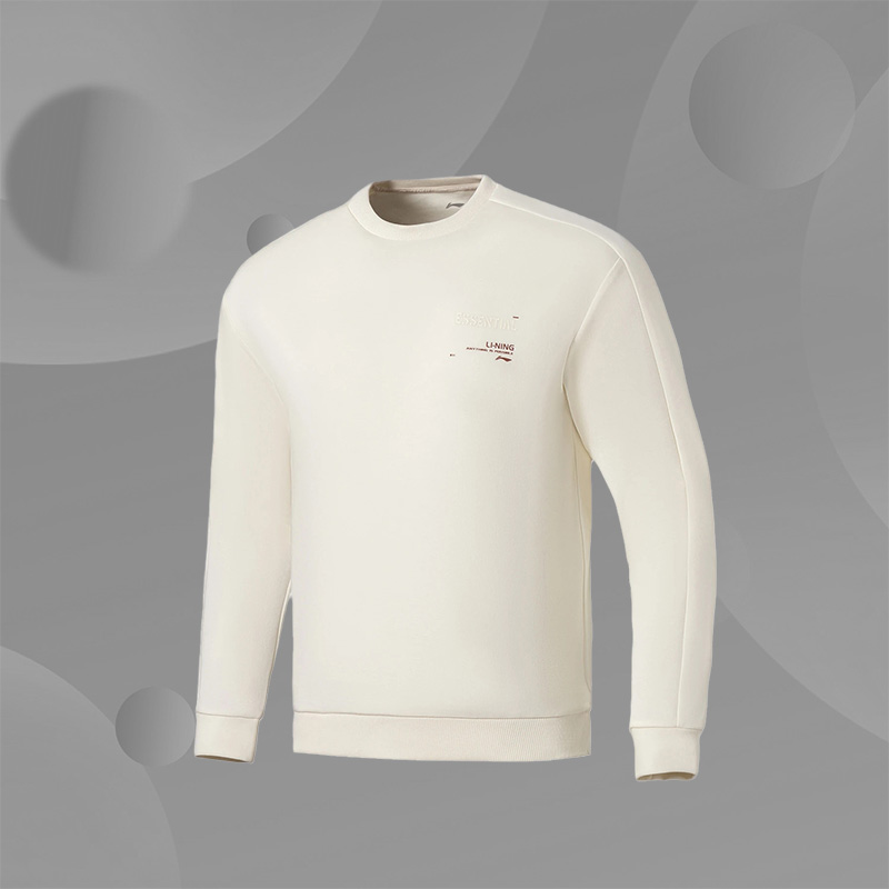 李宁正品新款男子简约时尚运动休闲健身圆领套头衫卫衣AWDS017