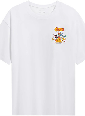 Lining/李宁正品新款滑板系列男子时尚宽松圆领短袖T恤AHST027