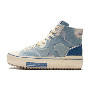 李宁正品CF系列休闲男女款 22新款春夏高帮经典运动板鞋AGCS050-1