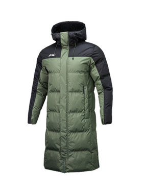 李宁棉服冬男长款过膝加厚保暖防风外套连帽防泼水棉衣AFMR461