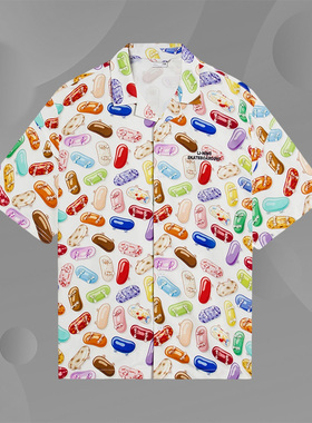 正品李宁XPhil Hackett联名系列男子运动休闲宽松短袖衬衫ASHS461