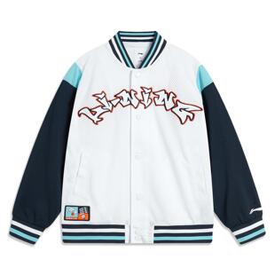 篮球系列男大童字母拼接单排扣宽松休闲针织外套YFDU177 李宁正品