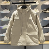 李宁正品 运动生活系列男子防泼水连帽保暖宽松羽绒服AYMV295