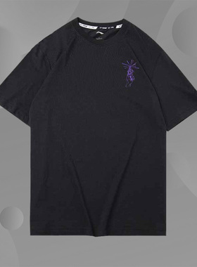 李宁短袖T恤男夏新款圆领套头宽松梭织速干运动上衣AHSQ147