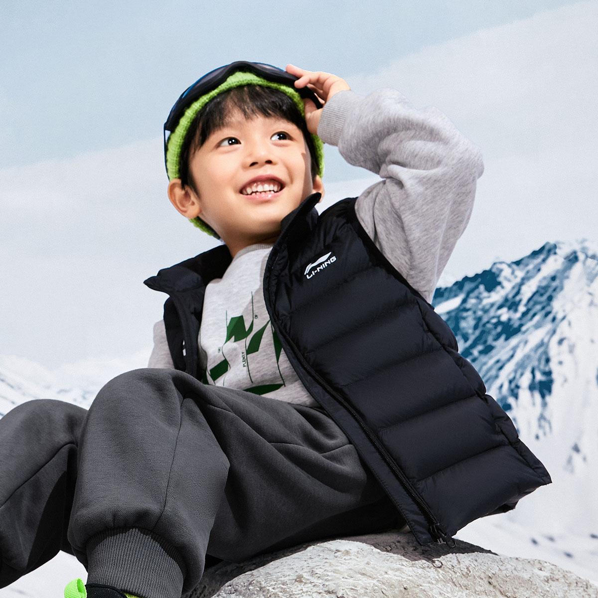 李宁正品男女小大童羽绒马甲