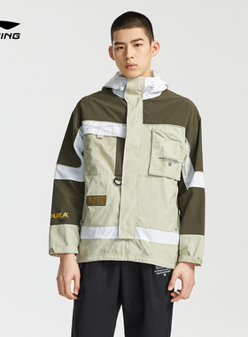 李宁正品新款潮流休闲BADFIVE篮球系列男子宽松运动风衣AFDR049