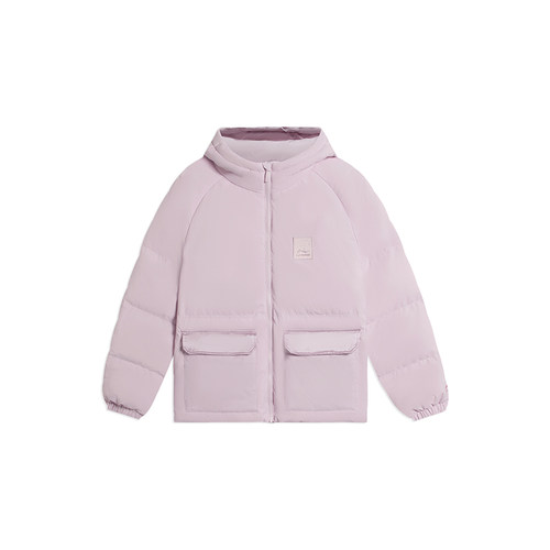 Lining/李宁正品运动潮流系列女子休闲宽松鸭绒连帽羽绒服AYMS072