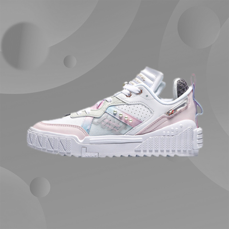 李宁运动时尚鞋新品樱花限定版女子反光经典休闲鞋AGCR346