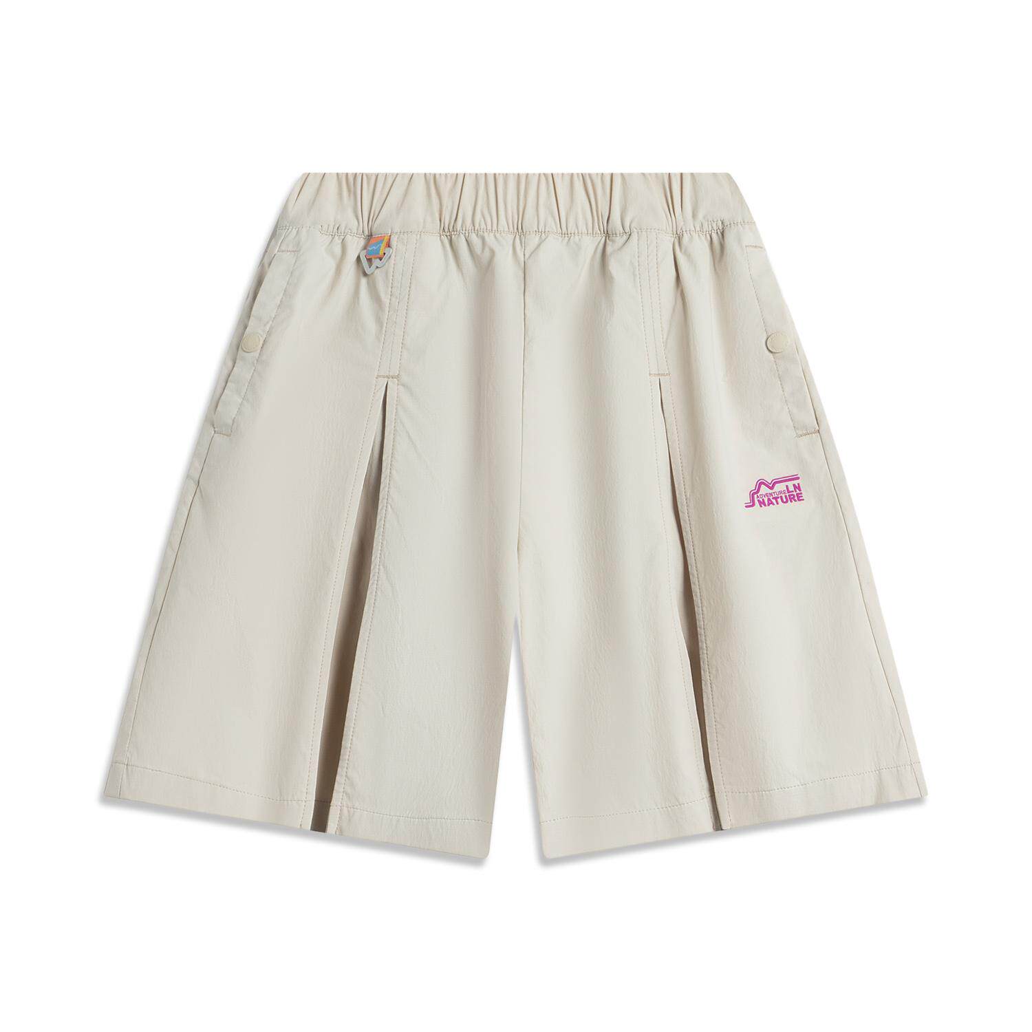 李宁正品夏季新款女大童轻便透气耐磨运动休闲系带短裤YKSV090