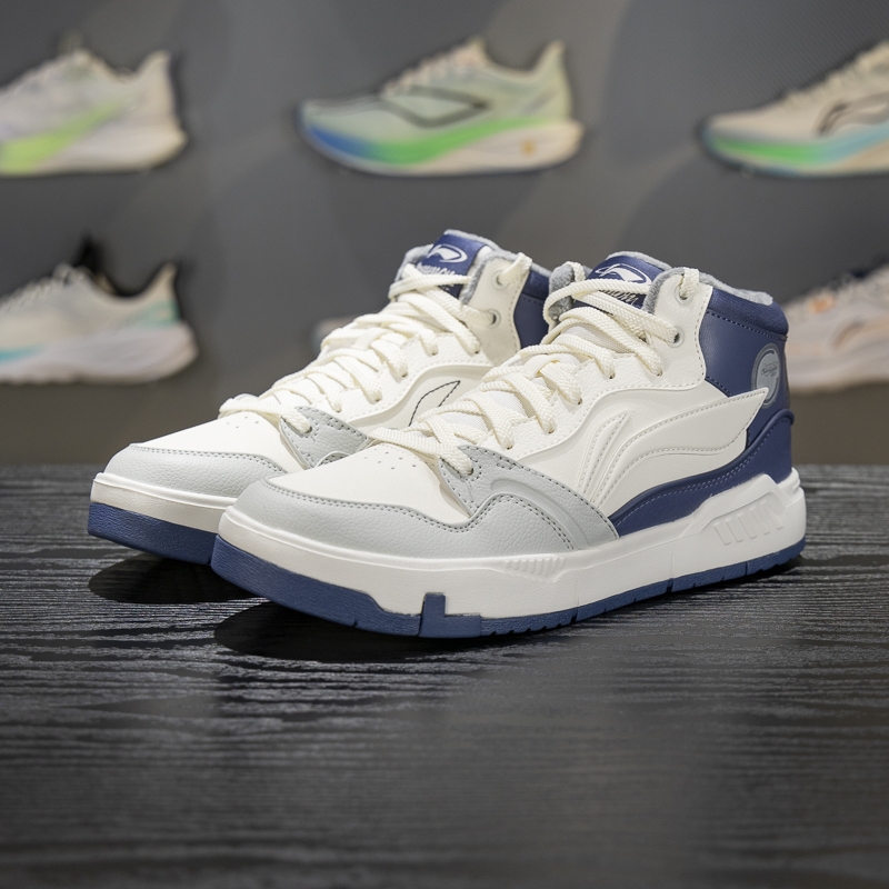 李宁正品COMMON 80s MID男子耐磨加绒保暖潮流休闲板鞋AGCV407-3