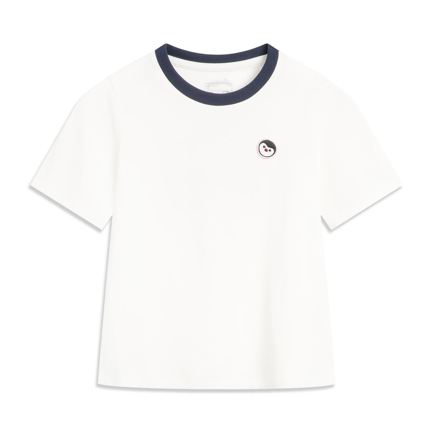 李宁正品夏季女小童运动生活系列简约柔软宽松短袖文化衫YHSV404