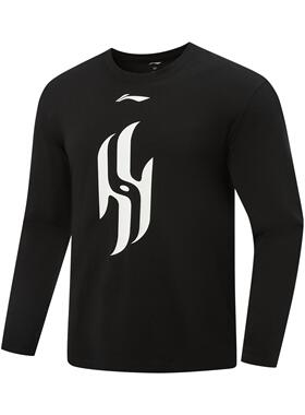 李宁正品杨瀚森篮球系列男子圆领印花舒适透气运动长袖T恤ATLV517