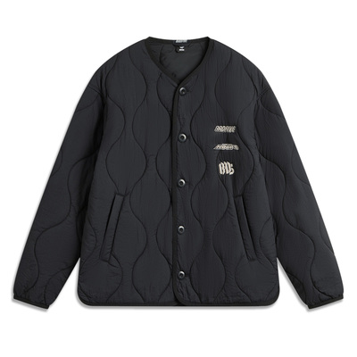 李宁正品反伍BADFIVE男子柔软舒适保暖防泼水宽松短款棉服AJMU085