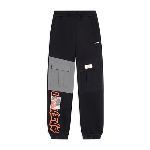 Lining/李宁正品秋季男童字母印花拼色束脚运动休闲卫裤YKLS193