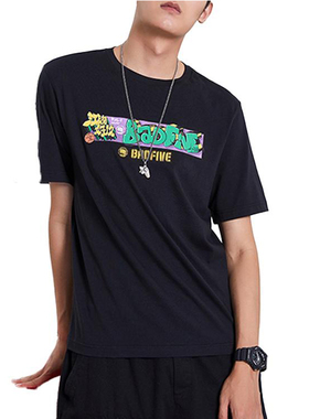 李宁正品2026夏款BADFIVE篮球男士透气休闲印花短袖T恤AHSQ781