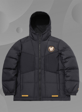 李宁正品短羽绒服男冬新款米奇时尚保暖防风连帽运动外套AYMQ139