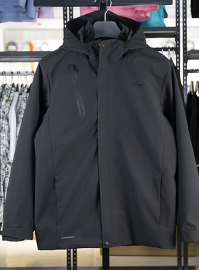 李宁正品健身系列男子简约加绒保暖三合一运动冲锋衣AWBU007-1