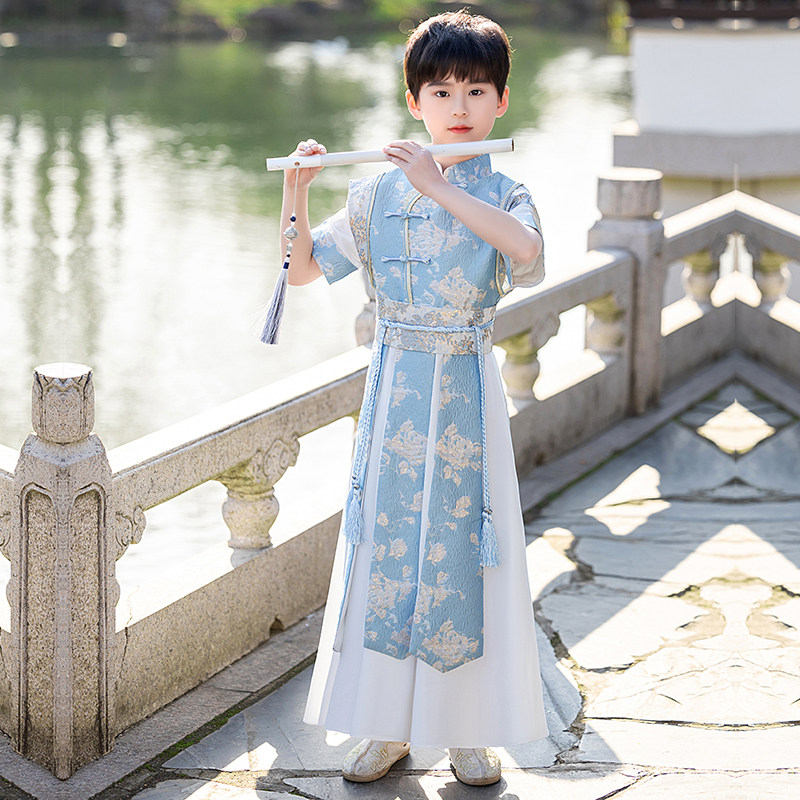 男童汉服短袖2025新款青少年儿童男生唐装男孩中国风古装古风夏装