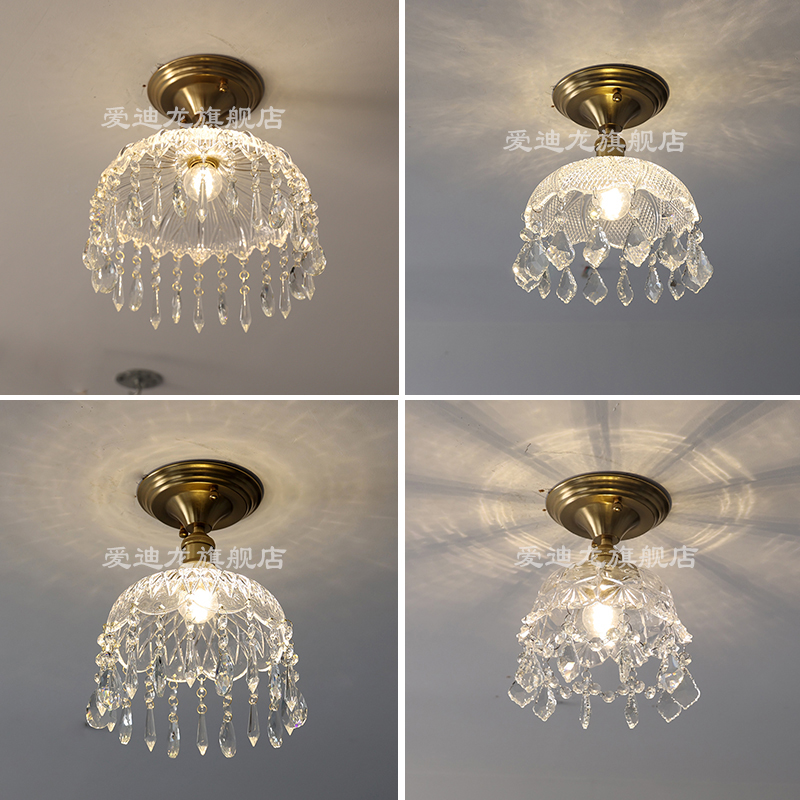 轻奢水晶入户玄关吸顶灯门口走廊过道灯法式艺术阳台装饰氛围高级
