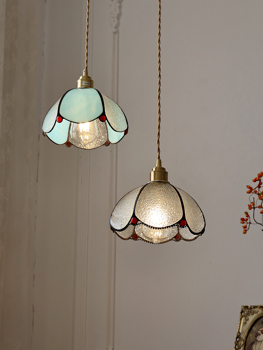 欧式北欧风复古怀旧玻璃酒吧餐厅吊灯创意民宿卧室蓝色小帐蓬吊灯,家装灯饰光源,客厅吊灯,淘宝优惠券,粉丝福利购,淘宝优惠卷
