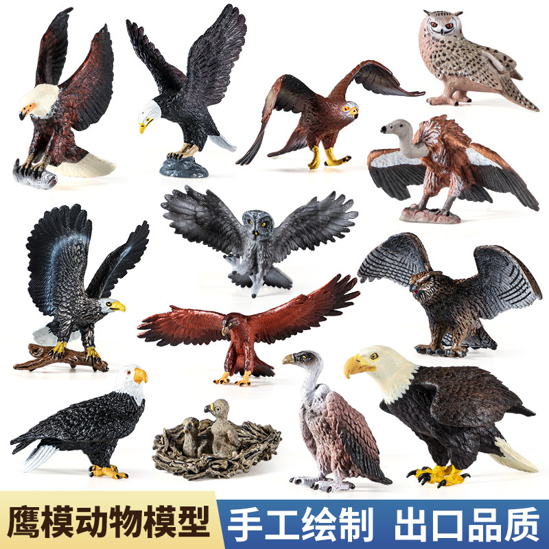 仿真老鹰模型飞禽鸟类动物玩具白头鹰秃鹫金雕猫头鹰儿童认知摆件