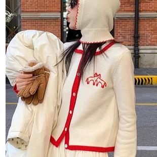 le rouge周美美【10号晚8点新品】立体刺绣包头帽翻领针织毛衣