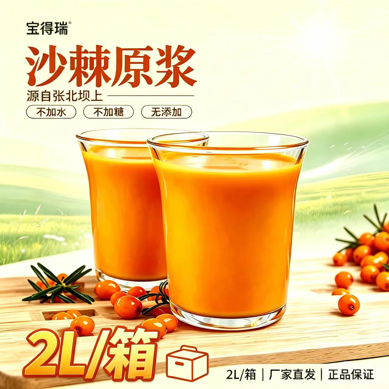 2l沙棘原浆家庭装不加糖宝得瑞