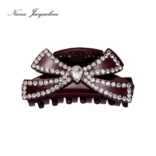 NanaJacqueline新款蝴蝶结醋酸板材仿钻抓夹女高颅顶小众设计发夹