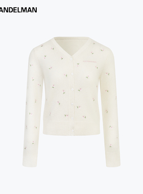 ANN ANDELMAN花朵刺绣针织开衫女秋冬氛围感羊毛软糯针织衫外套