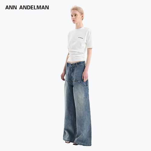 【腻腻同款】ANN ANDELMAN官方直营夏季新款纯棉t恤 叠褶短袖上衣