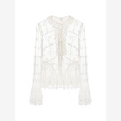 Maison 上衣 宫廷风网纱蕾丝荷叶领系带喇叭袖 Wester2025冬季 新品