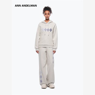 ANN ANDELMAN2025秋冬新款菱形格卫裤搭配卫衣套装两件套休闲运动