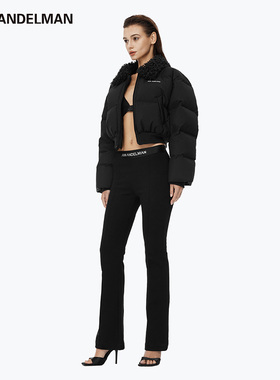ANNANDELMAN 官方直营 冬季黑色毛领高腰短款保暖羽绒服女