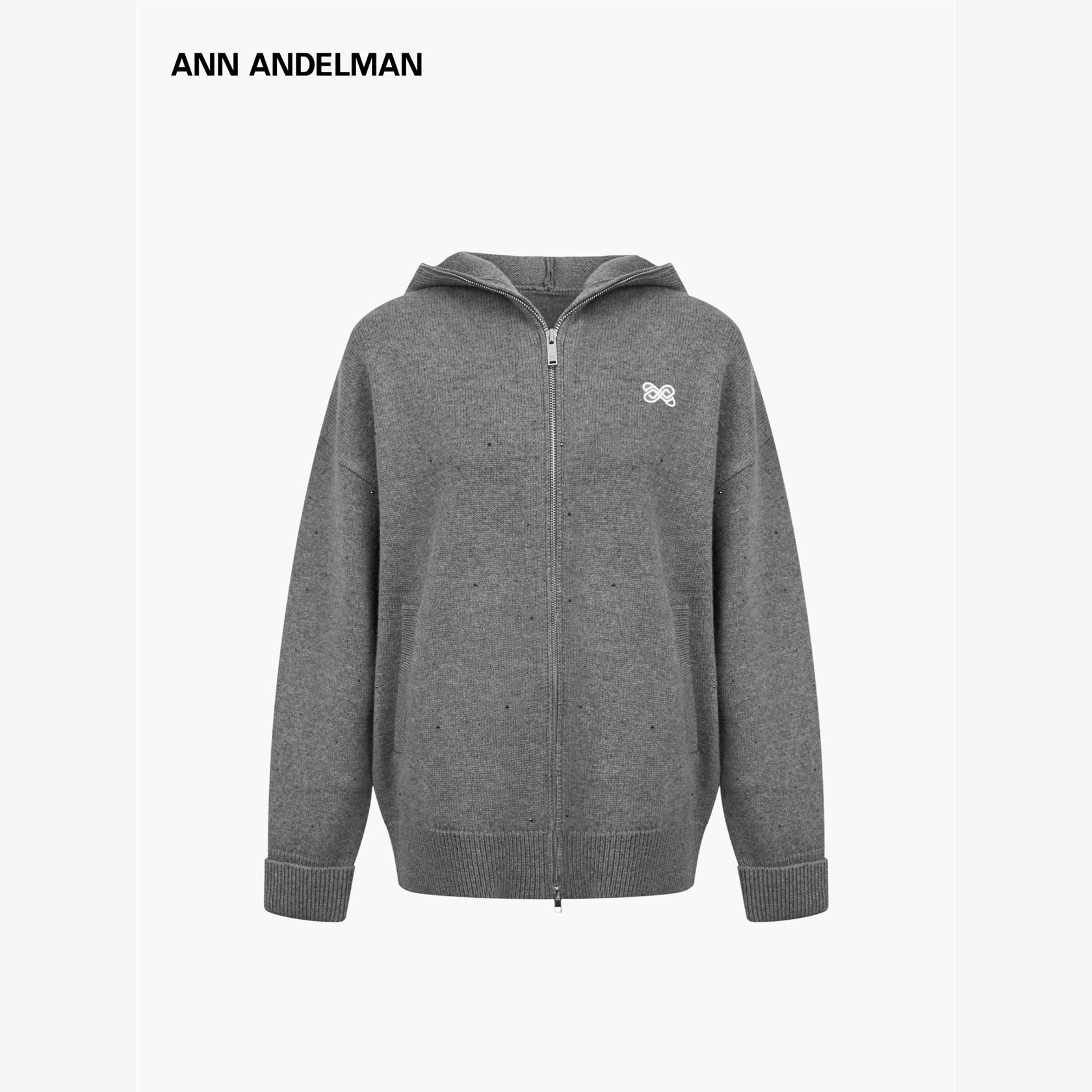 ANNDELM拉炼开衫连帽针