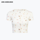 ANDELMAN官方直营 小狗满印开衫 女薄款 ANN 针织短袖 T恤高腰显瘦夏