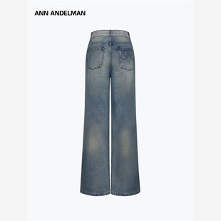 ANN ANDELMAN官方直营闪闪腰带满钻牛仔裤女秋季中腰修身微喇裤子
