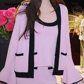 内搭长裤 Maison 三件套 撞色包边长袖 针织开衫 Wester2026春季 新品