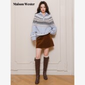 Maison 百搭棕色灯芯绒短裙A字裙半身裙 时尚 Wester2025冬季 新品