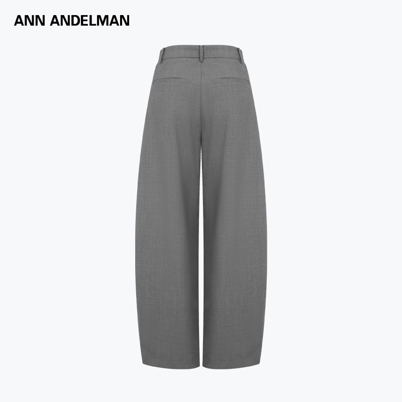 ANN ANDELMAN官方直营宽松阔腿直筒休闲裤条纹织带贴边气球西裤女