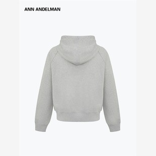 ANN ANDELMAN 官方直营秋冬灰色卫衣男连帽印花宽松开衫薄款外套